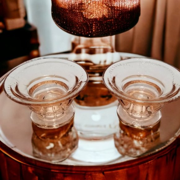 Pink Candlestick Holders Depression Glass, Madrid by Federal Glass, Etched 1932 - Picture 1 of 9